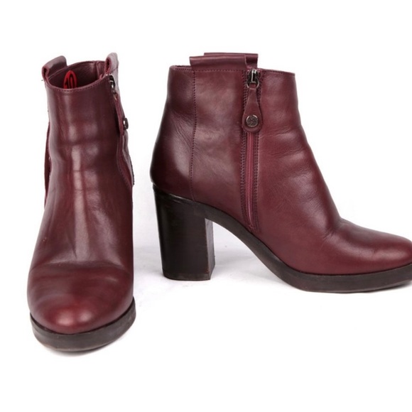 Fabianelli Leather Ankle Bootie Fringe Tassel Boot Italy Burgundy Wine Rubber - Picture 4 of 9